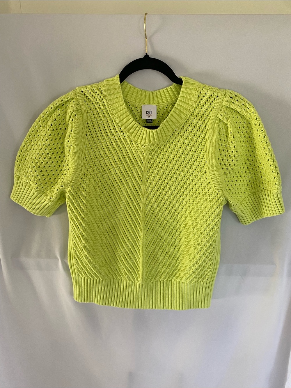 CAbi Beaming Sweater Vibrant Neon Lime Color, Medium